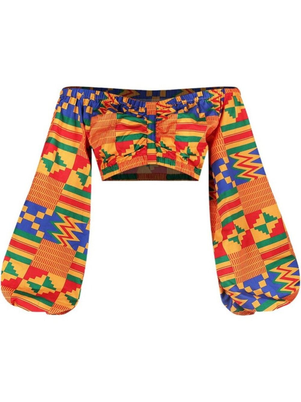 Boho Off Shoulder Crop Top - African Print Tube Blouse for Party & Festival